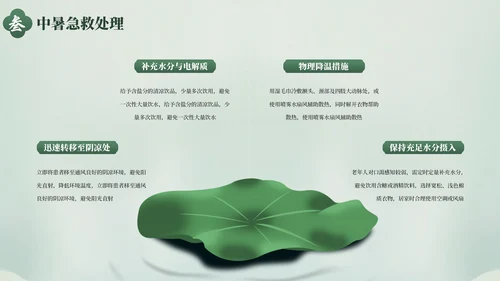 绿色清新夏季防暑降温健康指南PPT模板