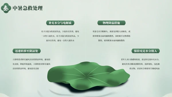 绿色清新夏季防暑降温健康指南PPT模板