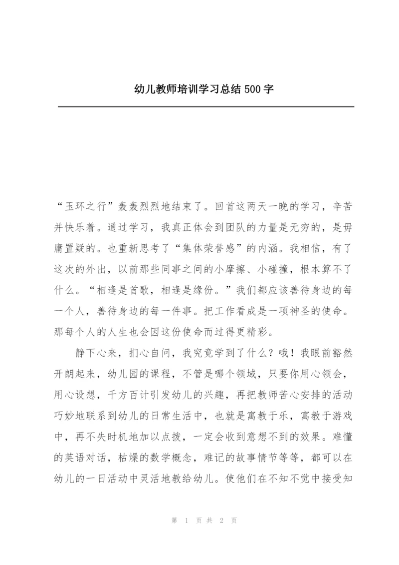 幼儿教师培训学习总结500字.docx