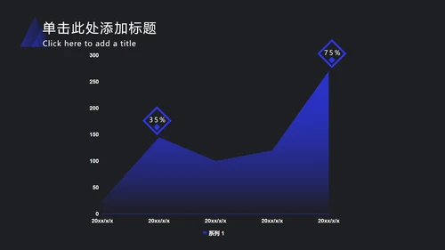 深蓝色渐变斜角长方形PPT模板