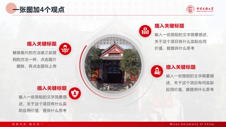 红色主题风格中央民族大学专属课题学术汇报毕业答辩通用PPT模板