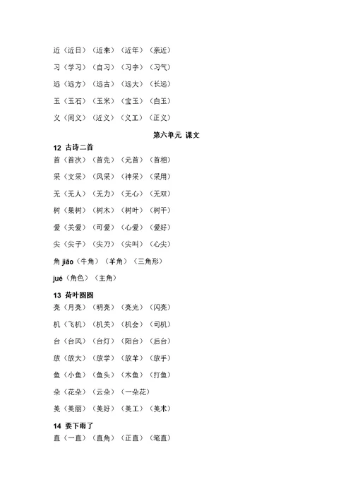 部编版一年级下册语文写字表组词大全(共10页)