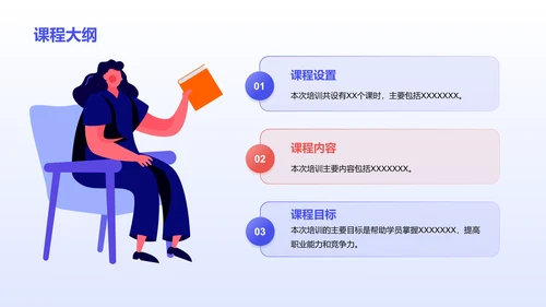 蓝色插画职业技能培训讲师竞聘述职PPT模板