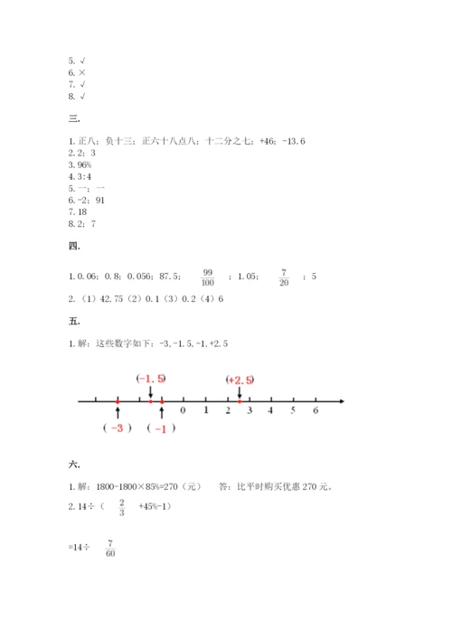 小学毕业班数学检测卷附答案【考试直接用】.docx