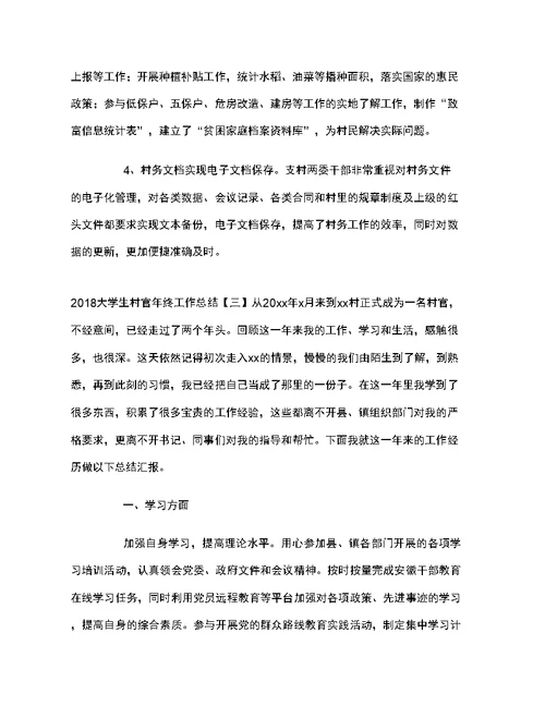 2018大学生村官年终工作总结1