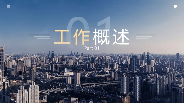 精品蓝商务城市俯瞰实景PPT模板