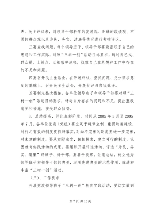 在全县党政领导班子“三树一创”教育实践活动动员大会上的讲话.docx