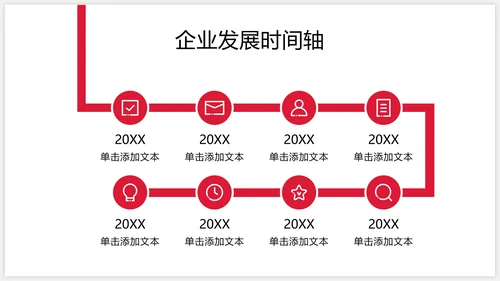 红色扁平企业发展项目规划时间轴PPT模板