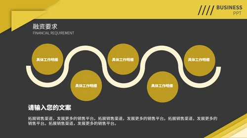 黄黑撞色简约季度总结汇报通用PPT模板