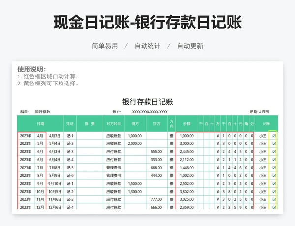 现金日记账-银行存款日记账