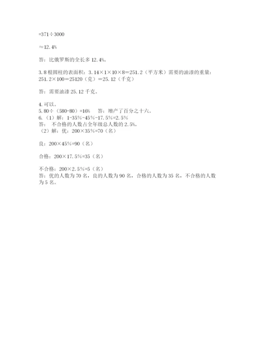 人教版数学小升初模拟试卷含答案（预热题）.docx