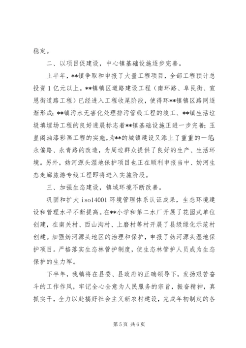 乡镇政府某年上半年工作总结.docx