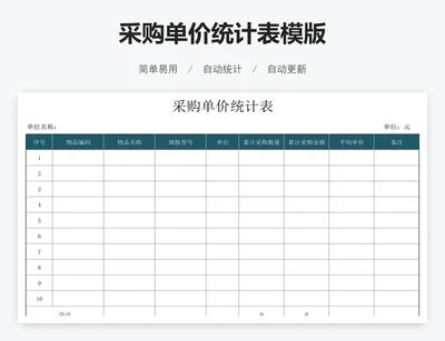 采购单价统计表模版