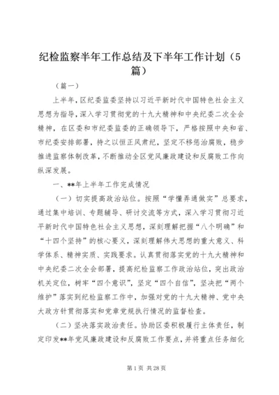 纪检监察半年工作总结及下半年工作计划（5篇）.docx