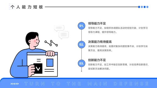 蓝色插画风试用期转正答辩PPT模板