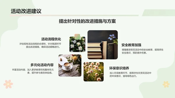 绿色小清新春游赏花活动流程PPT模板