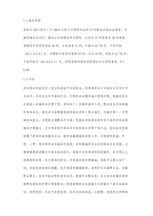 微创术治疗高血压脑出血综合护理干预效果观察.docx