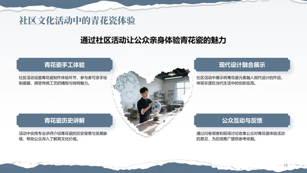 蓝灰色国风非遗传承的当代表达PPT模板