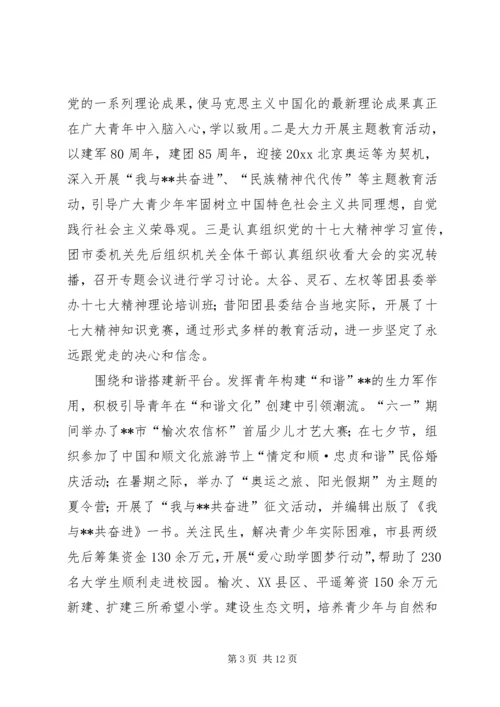 在共青团市二届二次全委扩大会议上的工作报告 (2).docx