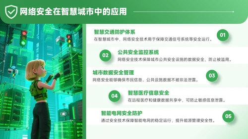 绿色3D风网络安全宣传通用PPT模板