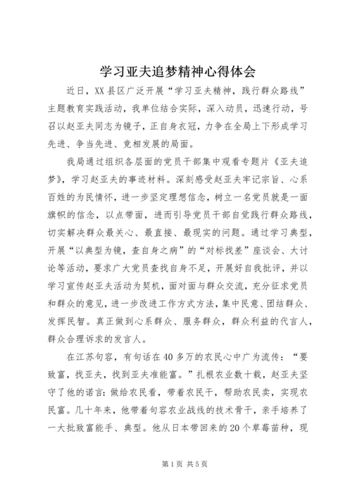 学习亚夫追梦精神心得体会.docx