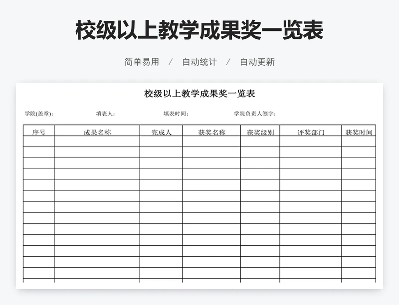 校级以上教学成果奖一览表