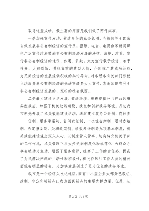 全市非公有制经济表彰大会上的致辞.docx