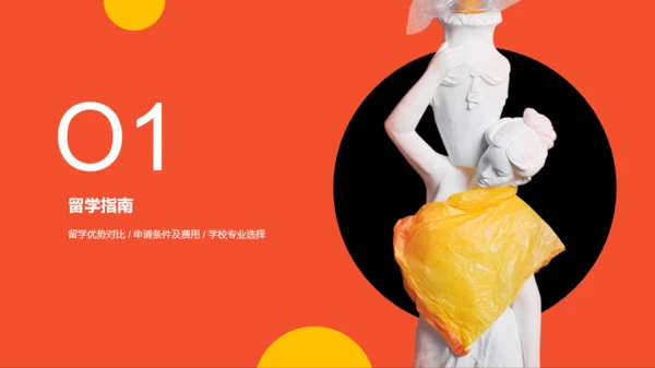 橙色创意艺术留学培训机构留学指导PPT案例