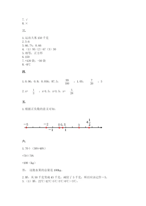 人教版六年级数学小升初试卷精品【含答案】.docx