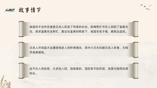 棕色古风好书推荐读书分享读书交流会四世同堂PPT模板宣传PP