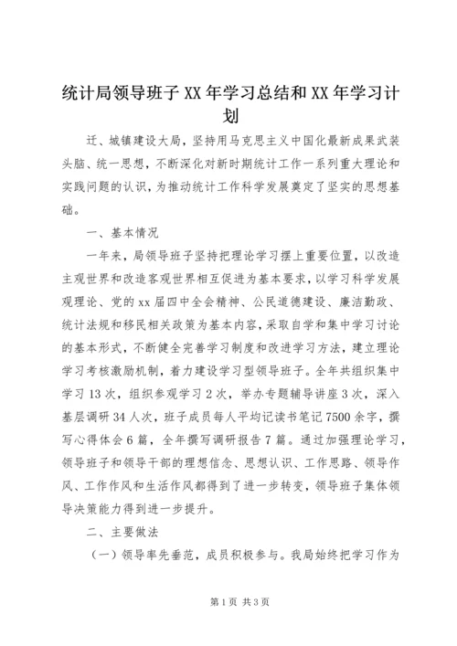 统计局领导班子XX年学习总结和XX年学习计划.docx