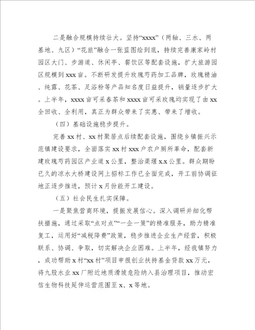 乡镇上半年产业发展工作总结暨下半年工作计划