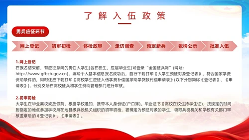 红色简约风春季征兵宣传PPT模板