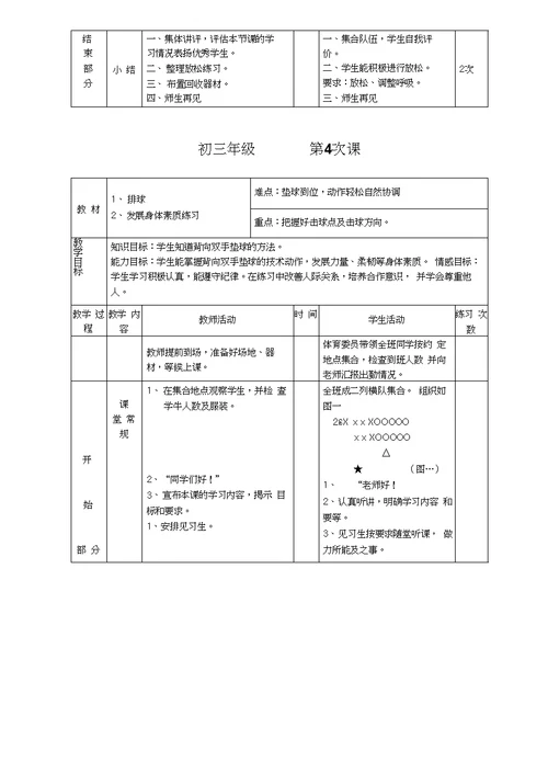 初三体育课教案全集