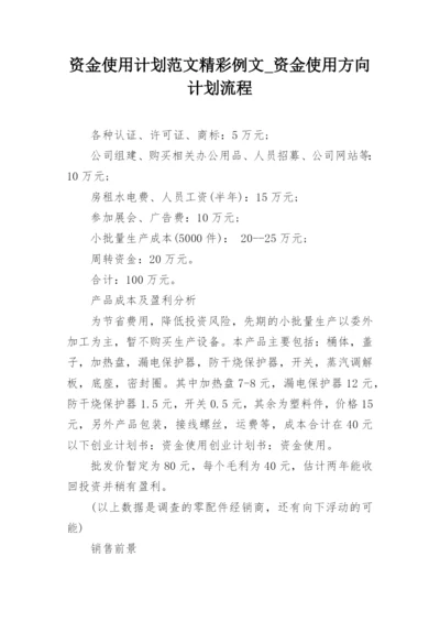 资金使用计划范文精彩例文_资金使用方向计划流程.docx