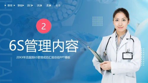 医院6S管理成果汇报模板医院6SPPT模板6S管理培训