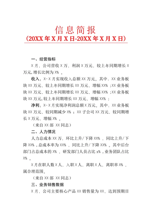 信息简报通用模板央国企适用