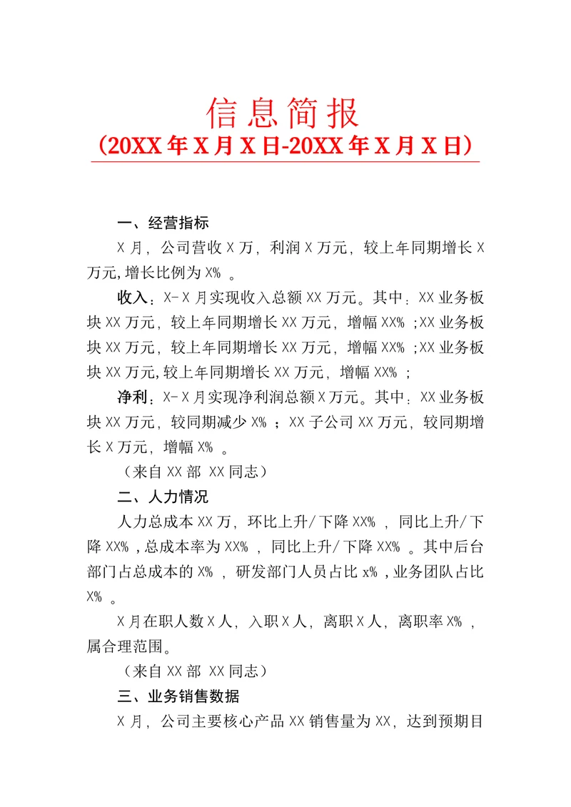 信息简报通用模板央国企适用