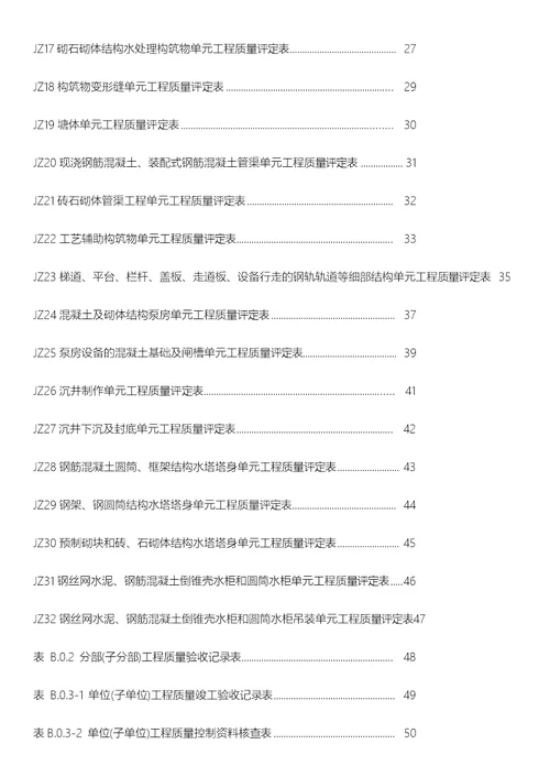 给水排水构筑物工程施工与验收规范质量评定表