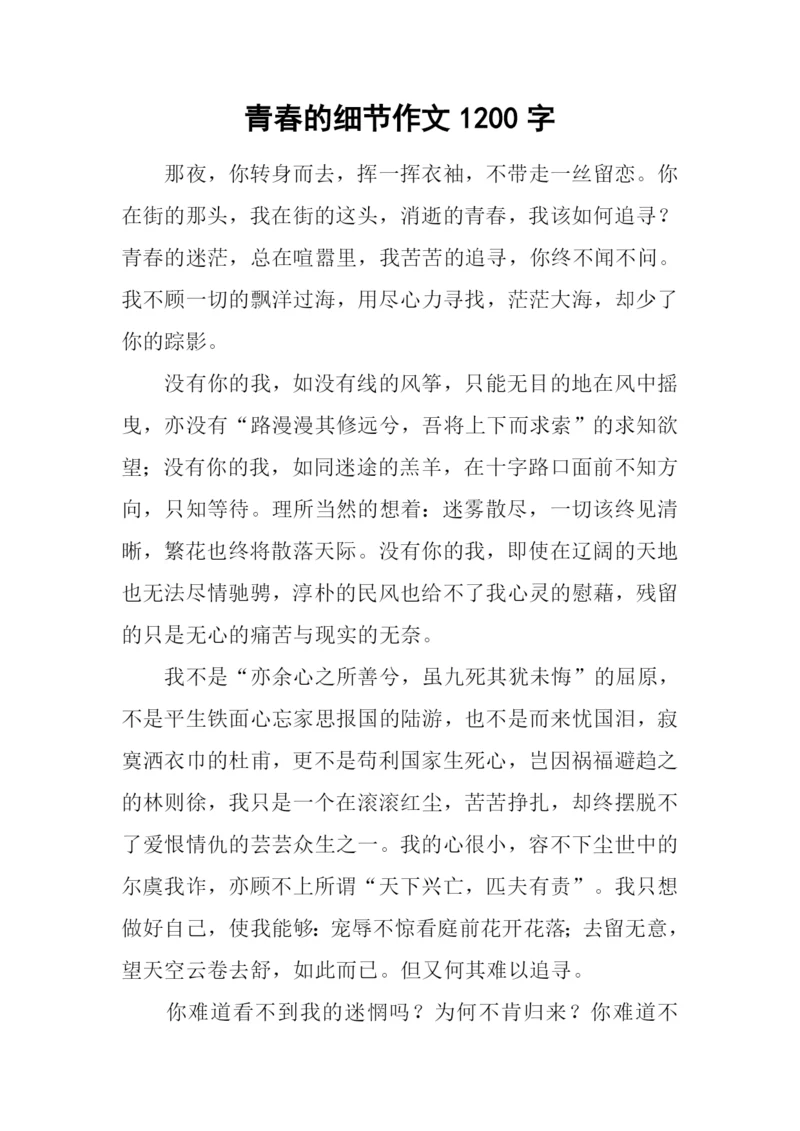 青春的细节作文1200字.docx