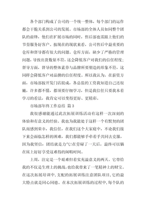 2023年市场部年终工作总结（精选篇）