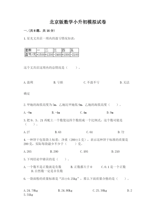 北京版数学小升初模拟试卷含答案【培优a卷】.docx