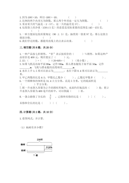 麻阳苗族自治县六年级下册数学期末测试卷含精品答案.docx