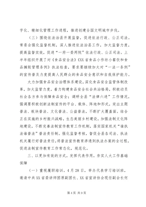 人大常委会上半年工作总结及下半年工作计划.docx