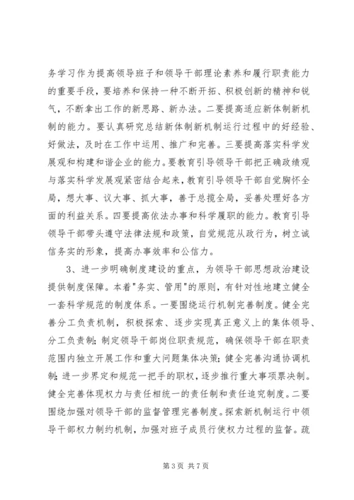 关于推进企业领导干部思想政治建设的调研思考 (6).docx