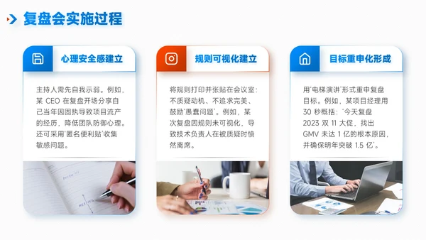 蓝绿色简约风项目总结内部复盘会PPT模板