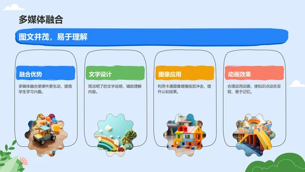 蓝色卡通风教学课件模板PPT模板