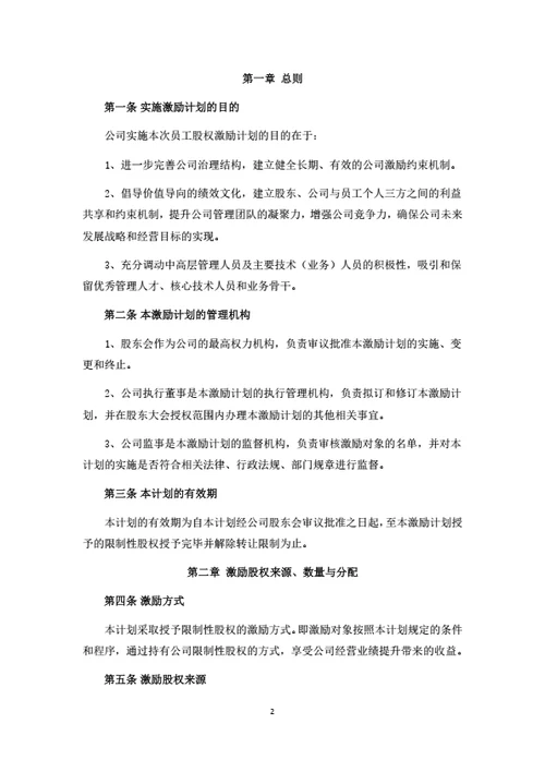 有限公司限制性股权激励计划
