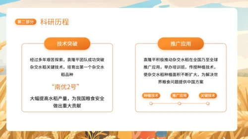 橙色插画风杂交水稻之父袁隆平PPT