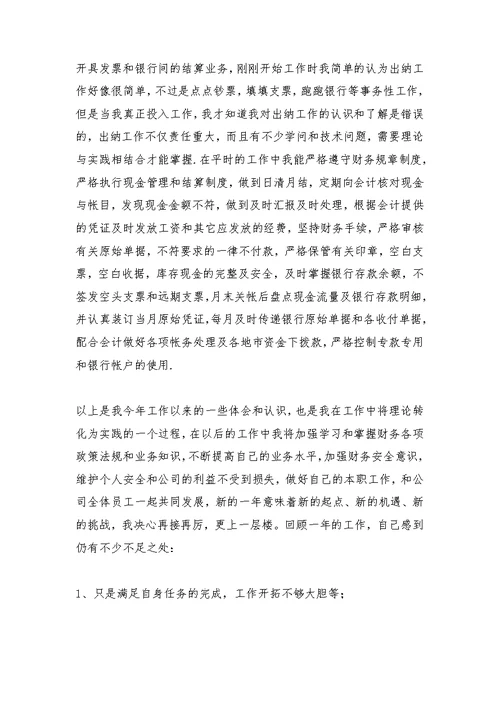 初中学校出纳工作总结